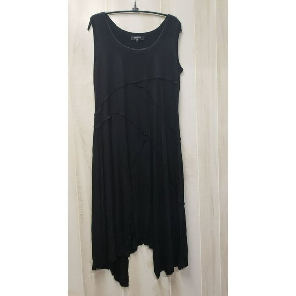 Karen Kane Black Sleeveless Dress, Asymmetrical Hem, 0X Rayon Spandex Blend - Picture 1 of 7